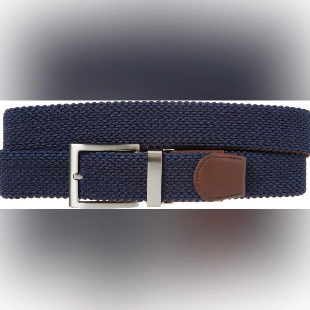 Callaway Golf Woven Reversible Swing Tech Stretch Belt M 34-36 Blue and Brown